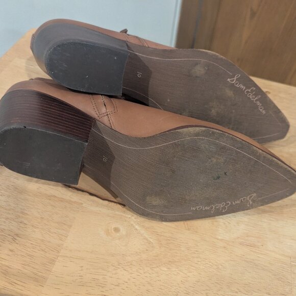 Sam Edelman Brown Leather Zip Ankle Boots -Size 10 - Picture 7 of 8